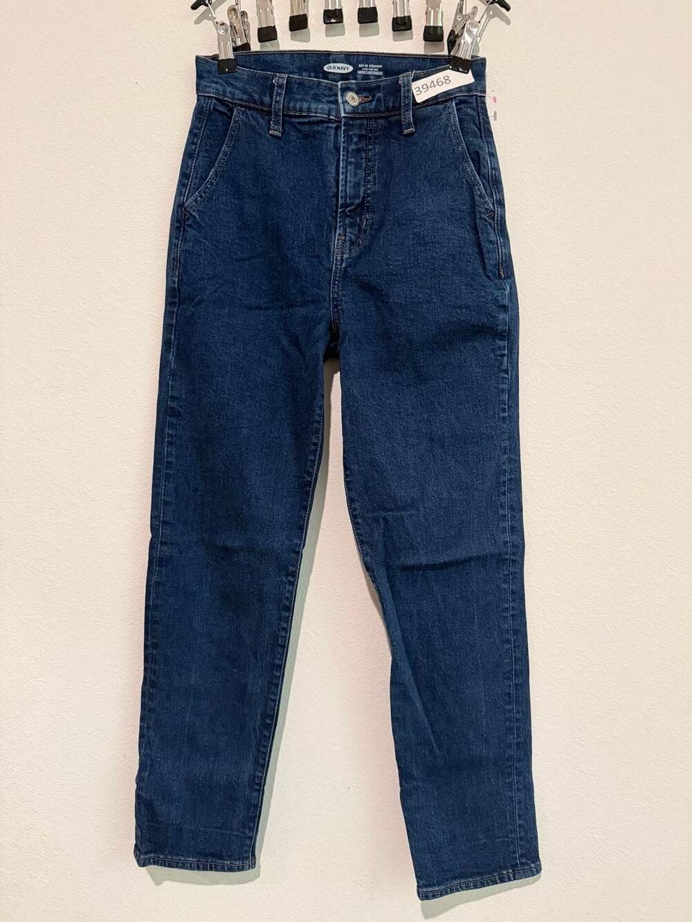 Old Navy Sky-Hi Straight Extra High Rise Dark Blue Denim Jeans